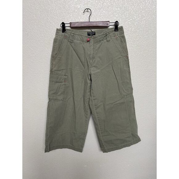 Polo Jeans Co. Ralph Lauren Womens green cargo capris wide leg 6 y2k relaxed - Picture 1 of 5